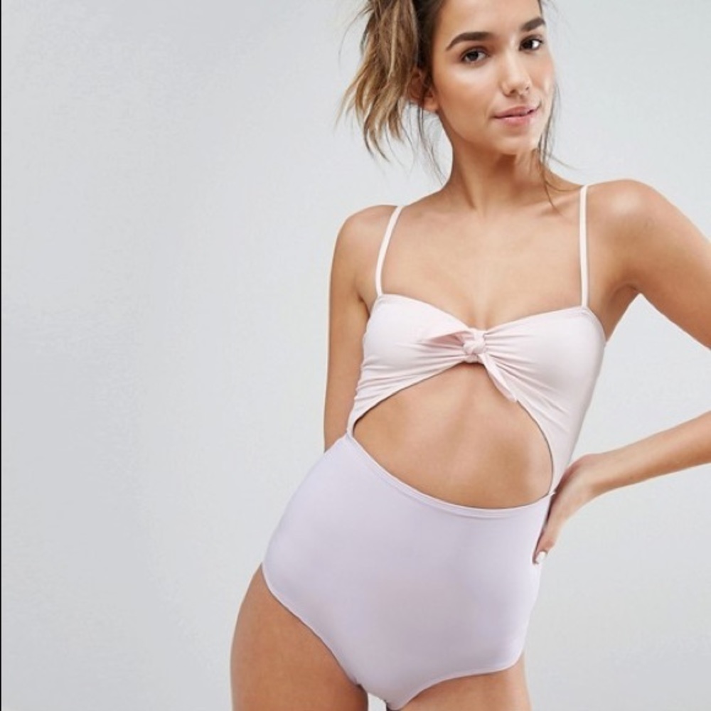 ASOS Monki Pink/Purple Cutout one piece swimsuit